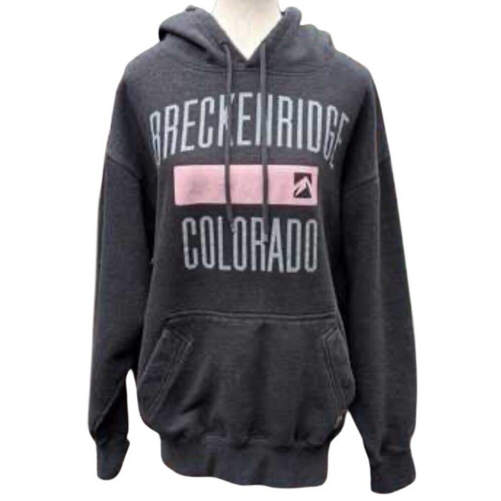 Vtg Outfitter Trading Co Breckenridge Gray Pink Hoodie Sweatshirt Pullover Sz M‎